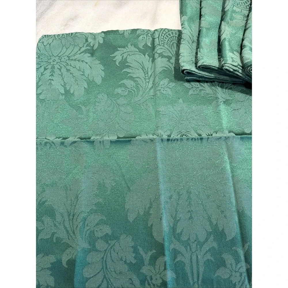 Vintage Set Of 8 MARTHA STEWART Everyday Green Damask 19x19in Napkins~2007 GWB1